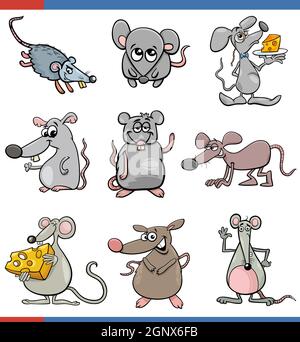 ensemble de personnages animaux de bande dessinée de souris de bande dessinée Illustration de Vecteur