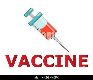 Icône du vaccin Covid-19. Symbole de vaccination contre le coronavirus. Illustration vectorielle avec seringue isolée sur fond blanc. Illustration de Vecteur