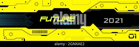 Carte-mère futuriste | modèle de mise en page Cyberpunk 2021 | interface électronique et éléments VR | jeu de panneaux et de logos futurs Banque D'Images