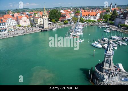 Lindau est une ville importante et l'île sur la rive orientale du lac de Constance en Bavière, Allemagne, et la ville historique de Lindau se trouve sur l'sland o Banque D'Images