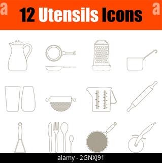 Ensemble d'icônes ustensiles Illustration de Vecteur
