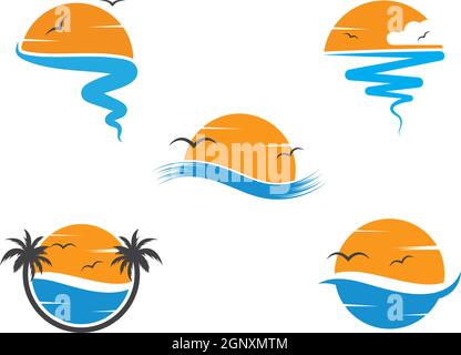 motif vectoriel d'icône de logo wave sun Illustration de Vecteur