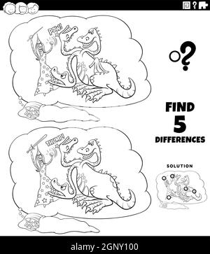 différences jeu éducatif avec fantasy rêve coloriage page de livre Illustration de Vecteur