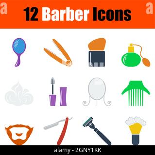 Ensemble d'icônes de barbier Illustration de Vecteur