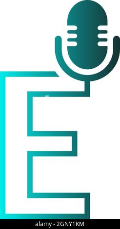 MIC, podcast combine avec l'icône de vecteur de conception de lettres Illustration de Vecteur