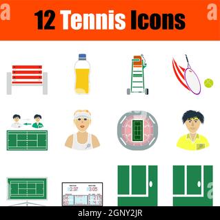 Jeu d'icônes de tennis Illustration de Vecteur