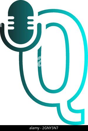 MIC, podcast combine avec l'icône de vecteur de conception de lettres Illustration de Vecteur