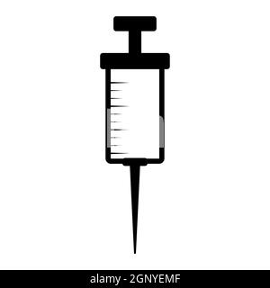 Icône de silhouette de la seringue. Forme noire du symbole d'injection médicale ou de vaccin. Parfait pour le vaccin contre les coronavirus. Illustration vectorielle isolée sur fond blanc. Illustration de Vecteur