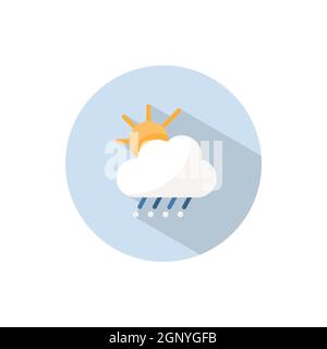 Sleet, nuage et soleil. Icône plate sur un cercle. Illustration du vecteur météo Illustration de Vecteur