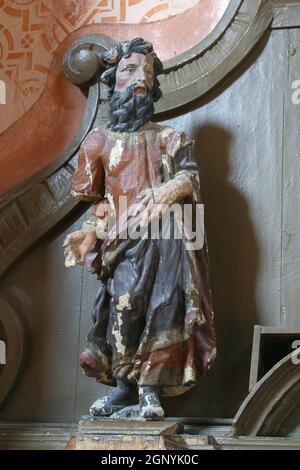 Statue de Saint Joachim sur l'autel de notre Dame à l'église de la Visitation de la Sainte Vierge Marie à Stari Farkasic, Croatie Banque D'Images