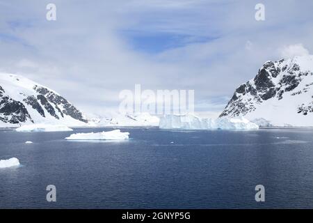 Le port de Neko est une crique située sur la péninsule antarctique de la baie Andvord, sur la côte ouest de la terre Graham. Neko Harbour a été découvert par Belge ex Banque D'Images