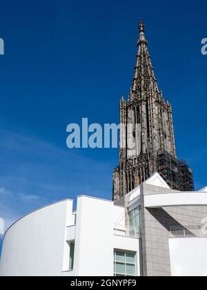 Vue partielle sur Ulmer Münster et Stadthaus - Ulm Banque D'Images