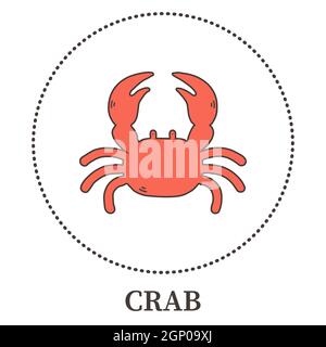 Crabe de mer abstrait sur fond blanc - illustration vectorielle Banque D'Images