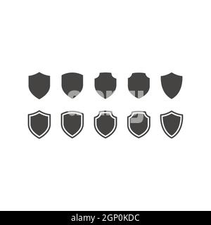 Jeu d'icônes de vecteur noir de bouclier Illustration de Vecteur