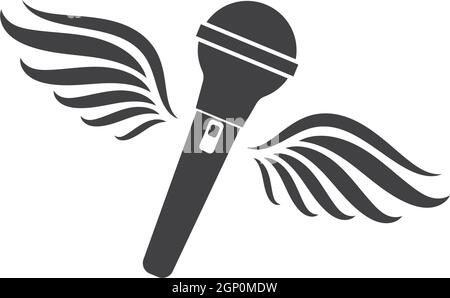 logo d'icône de microphone de dessin d'illustration de karaoké et de vecteur musical Illustration de Vecteur