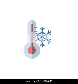 Thermomètre. Température d'hiver. Icône plate. Illustration du vecteur météorologique isolé Illustration de Vecteur