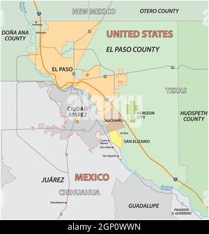 Carte vectorielle du comté de Texan El Paso, États-Unis Illustration de Vecteur