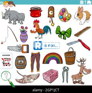lettre r mots éducation tâche pour les enfants Illustration de Vecteur