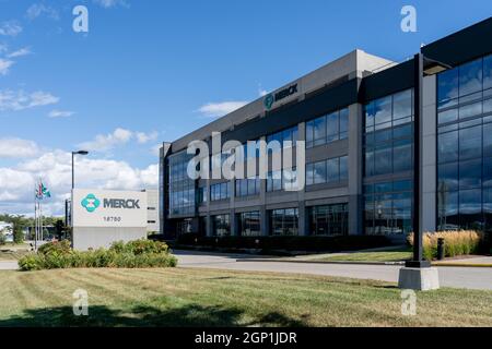 Kirkland, Québec, Canada - 3 septembre 2021 : siège social de Merck Canada à Kirkland, Québec, Canada. Banque D'Images