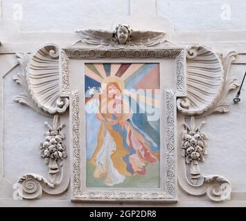 Peinture en plein air Saint Joseph sur la façade de la maison à Graz, Styrie, Autriche Banque D'Images