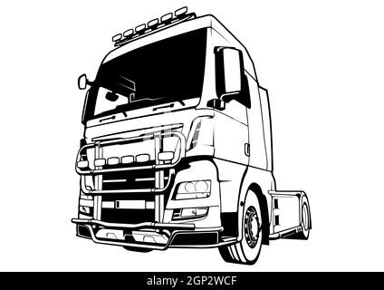 Camion blanc et noir Illustration de Vecteur