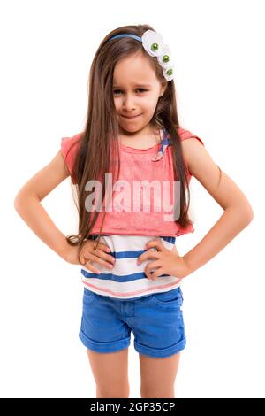 Studio shot of a mad jeune fille - isolé sur fond blanc Banque D'Images