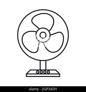 Ventilateur de table électrique style du contour, icône Illustration de Vecteur