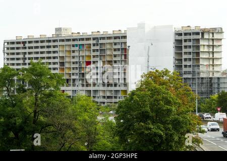 Démolition du bâtiment UC1, quartier Parilly, Bron, banlieue est de Lyon, Rhône, RÉGION AURA, France Banque D'Images