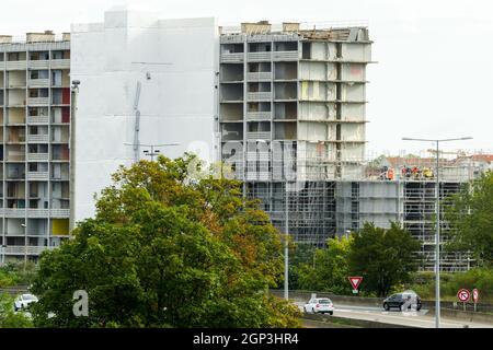 Démolition du bâtiment UC1, quartier Parilly, Bron, banlieue est de Lyon, Rhône, RÉGION AURA, France Banque D'Images