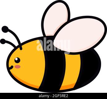 Illustration de vecteur abeille mignon en forme de doodle. Dessin coloré pour enfants pour le design d'icône et de logo dans les couleurs jaune et noir isolé sur fond blanc Illustration de Vecteur
