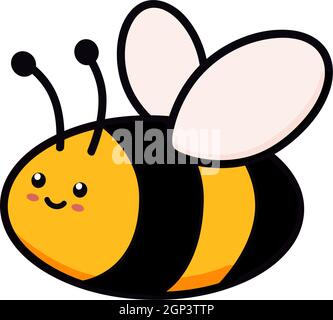 Illustration de vecteur abeille mignon en forme de doodle. Dessin coloré pour enfants pour le design d'icône et de logo dans les couleurs jaune et noir isolé sur fond blanc Illustration de Vecteur