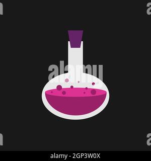 Bouteille avec potion pourpre liquide élixir magique - simple icône de jeu. Illustration vectorielle pour l'interface utilisateur des jeux d'applications style de dessin animé isolé Illustration de Vecteur