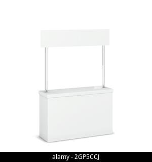 Maquette de comptoir de promotion vierge. illustration 3d isolée sur fond blanc Banque D'Images