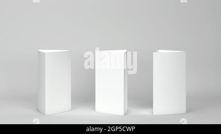 Maquette de carte triangulaire vierge. illustration 3d sur fond gris Banque D'Images