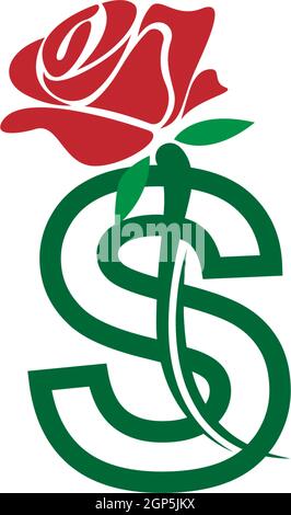 Illustration du modèle vectoriel lettre S avec logo rose Illustration de Vecteur