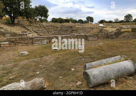 Fouilles et travaux reconstruits à l'ancienne ville de Troie, célèbre pour le légendaire cheval de Troie et la guerre, se trouve à proximité de la ville de Tevfikiye, en Turquie. Banque D'Images