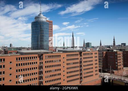 Nouveaux bureaux, Speicherstadt, HTC, Hanse Trade Tower, Hambourg, Allemagne Banque D'Images