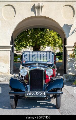 Voiture d'époque Hillman Minx année de construction 1933, 3 rapports, 1, capacité de 185 ccm, 4 cylindres, 30 ch, poids 950 kg, Schloss Neuaigen, Autriche Banque D'Images