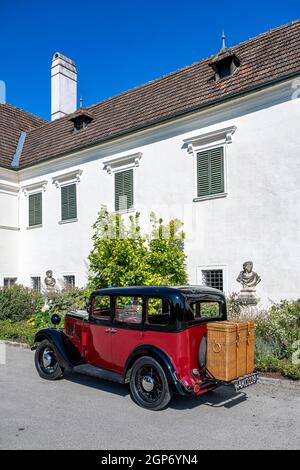 Voiture d'époque Hillman Minx année de construction 1933, 3 rapports, 1, capacité de 185 ccm, 4 cylindres, 30 ch, poids 950 kg, Schloss Neuaigen, Autriche Banque D'Images