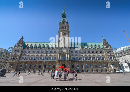 Hôtel de ville, Rathausmarkt, Hambourg, Allemagne Banque D'Images