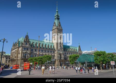 Hôtel de ville, Rathausmarkt, Hambourg, Allemagne Banque D'Images