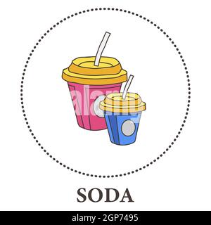 Deux verres de soda dans un verre de carton sur un Arrière-plan blanc - illustration vectorielle Banque D'Images