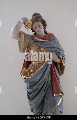 Sainte Élisabeth de Hongrie, également connu sous le nom de Sainte Elisabeth de Thuringe, couvent des Soeurs de la Sainte Croix dans la région de Gemunden, Allemagne Banque D'Images