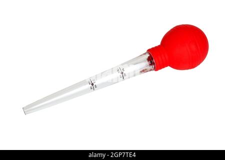 Pipette pour les denrées alimentaires isolé sur fond blanc. Banque D'Images