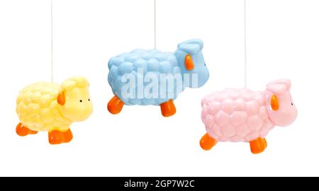 Moutons de couleur pour les nouveau-nés, des jouets pour bébés. Banque D'Images