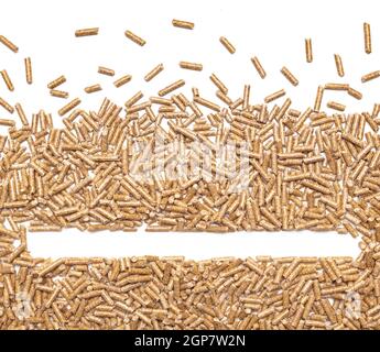 Cadre fait avec des biocarburants à partir de la sciure de bois de rechange les granulés de bois. Banque D'Images