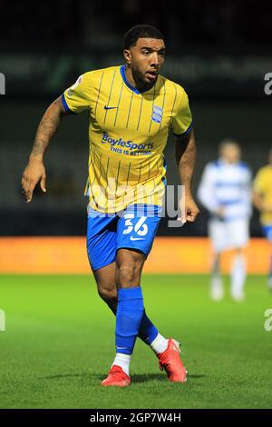 Londres, Royaume-Uni. 28 septembre 2021. Troy Deeney de Birmingham City en action pendant le match. EFL Skybet Championship Match, Queens Park Rangers v Birmingham City au Kiyan Prince Foundation Stadium, Loftus Road à Londres, le mardi 28 septembre 2021. Cette image ne peut être utilisée qu'à des fins éditoriales. Utilisation éditoriale uniquement, licence requise pour une utilisation commerciale. Aucune utilisation dans les Paris, les jeux ou les publications d'un seul club/ligue/joueur. photo par Steffan Bowen/Andrew Orchard sports photographie/Alay Live news crédit: Andrew Orchard sports photographie/Alay Live News Banque D'Images