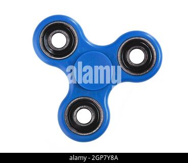 Fidget bleu Spinner isolé sur fond blanc. Banque D'Images