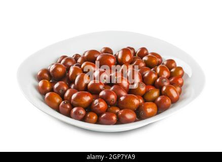 Assiette de jujube isolé sur fond blanc Banque D'Images