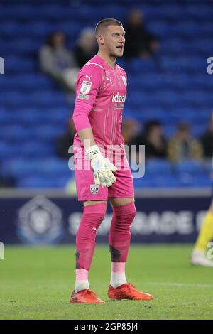 Cardiff, Royaume-Uni. 28 septembre 2021. Sam Johnstone de West Bromwich Albion lors du match de championnat Sky Bet entre Cardiff City et West Bromwich Albion au Cardiff City Stadium, Cardiff, pays de Galles, le 28 septembre 2021. Photo de Dave Peters/Prime Media Images. Crédit : Prime Media Images/Alamy Live News Banque D'Images